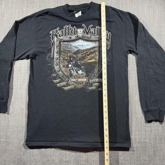 Harley-Davidson Shirt Mens Medium Black Rally In Valley 2011 Long Sleeve Biker - Picture 5 of 9